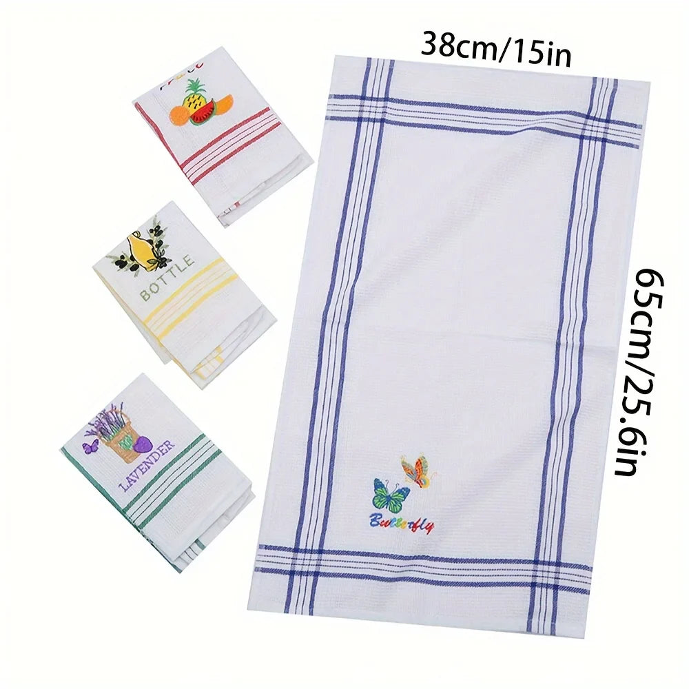 4-Pack Large Kitchen Dish Towels, Absorbent and Ultra-Soft Cotton Dishcloths, Bright-Colored Tea/Bar Towels, for Washing and Drying Dishes and Household Items
